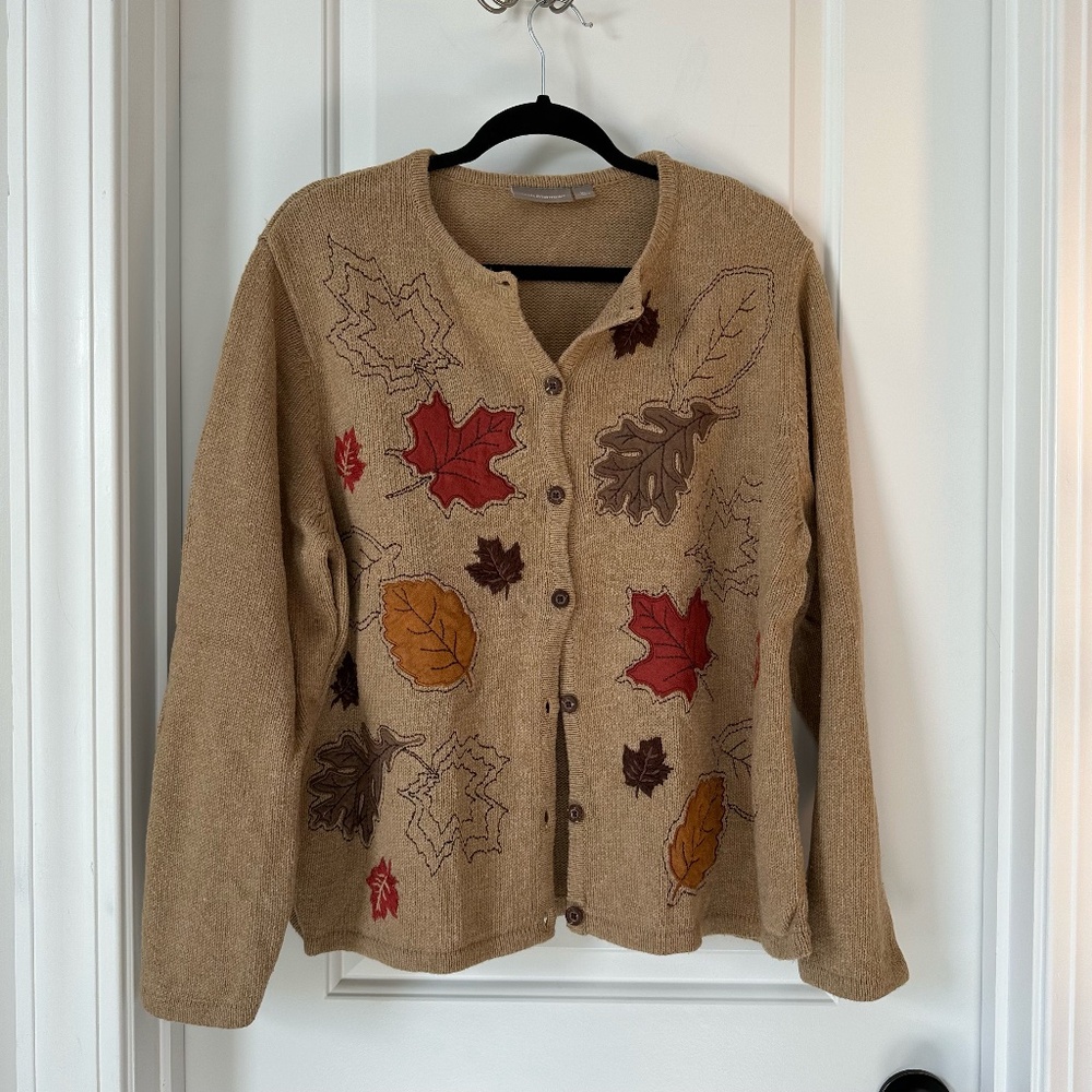 CROFT & BARROW | Fall Leaf Applique Sweater